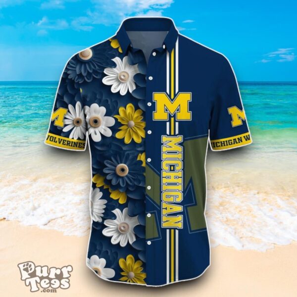 Michigan Wolverines NCAA2 Flower Hawaiian Shirt Best Design For Fans Product Photo 2