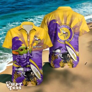 Minnesota Vikings Hawaiian Shirt Baby Yoda 3D Custom Name Product Photo 1