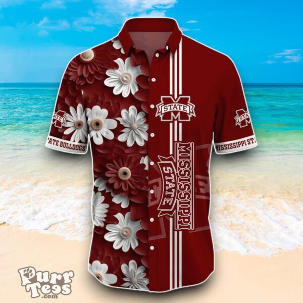 Mississippi State Bulldogs NCAA1 Flower Hawaiian Shirt Best Design For Fans Product Photo 2