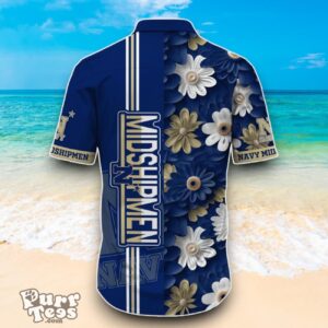 Navy Midshipmen NCAA3 Flower Hawaiian Shirt Best Design For Fans Product Photo 3