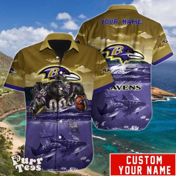 NFL Baltimore Ravens Hawaiian Shirt Custom Name Unique Gift For Men Women Product Photo 1