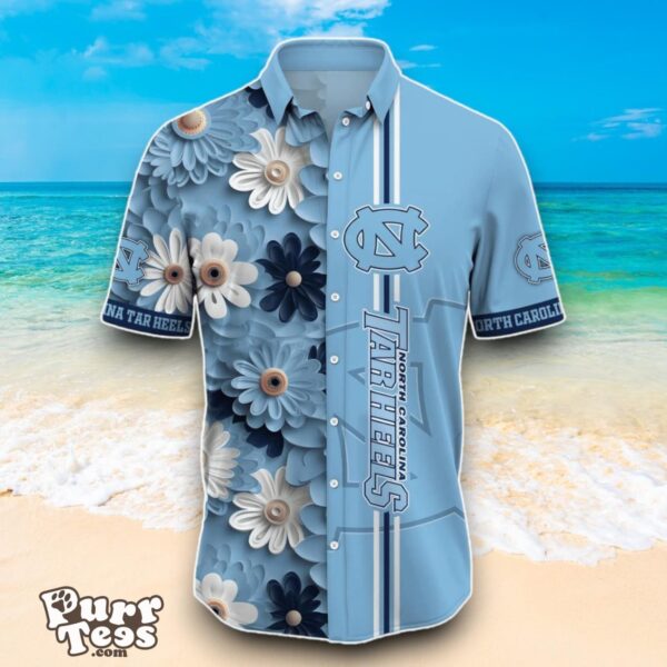 North Carolina Tar Heels NCAA2 Flower Hawaiian Shirt Best Design For Fans Product Photo 2