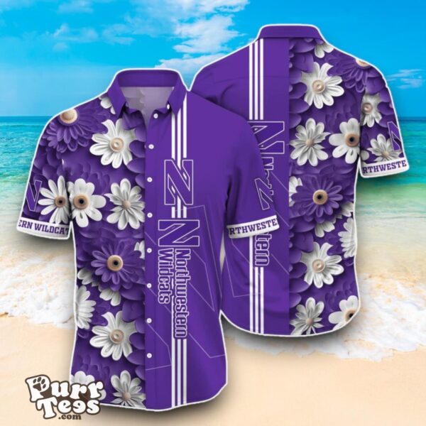 Northwestern Wildcats NCAA1 Flower Hawaiian Shirt Best Design For Fans Product Photo 1