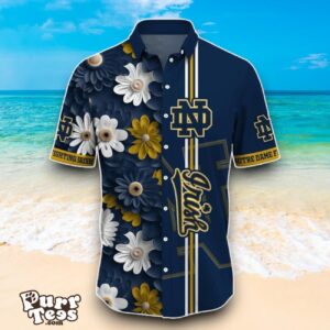 Notre Dame Fighting Irish NCAA1 Flower Hawaiian Shirt Best Design For Fans Product Photo 2