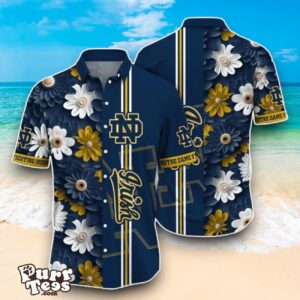 Notre Dame Fighting Irish NCAA1 Flower Hawaiian Shirt Best Design For Fans Product Photo 1