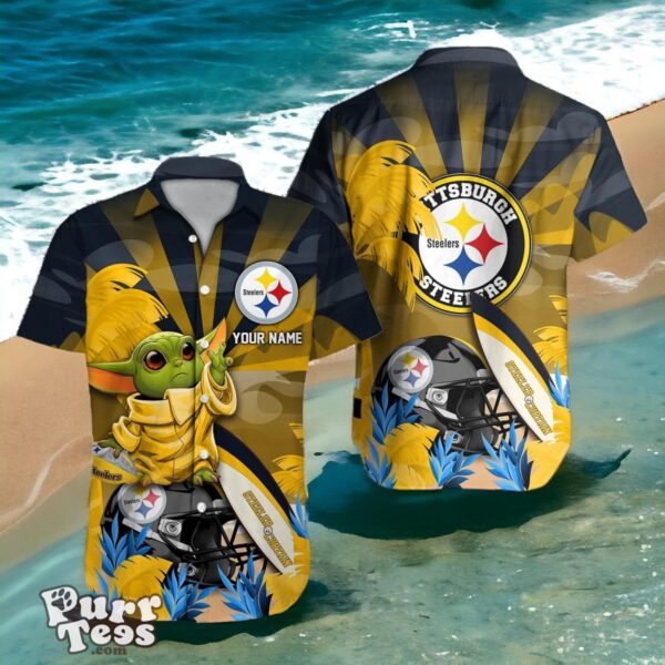 Pittsburgh Steelers Hawaiian Shirt Baby Yoda 3D Custom Name Product Photo 1
