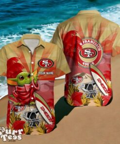 San Francisco 49ers Hawaiian Shirt Baby Yoda 3D Custom Name Product Photo 1
