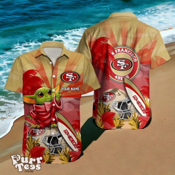 San Francisco 49ers Hawaiian Shirt Baby Yoda 3D Custom Name Product Photo 1