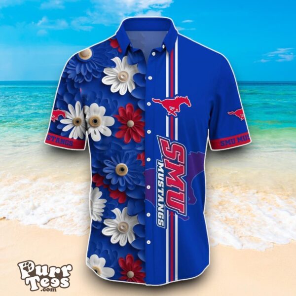 SMU Mustangs NCAA3 Flower Hawaiian Shirt Best Design For Fans Product Photo 2