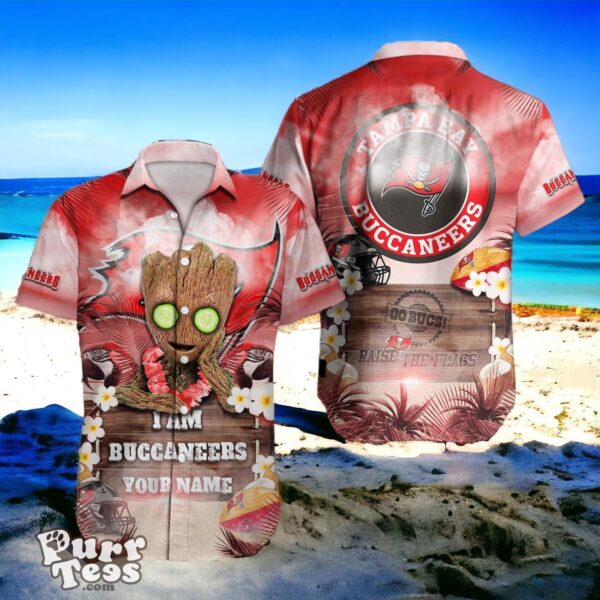 Tampa Bay Buccaneers NFL Baby Groot Hawaiian Shirt Custom Name Product Photo 1