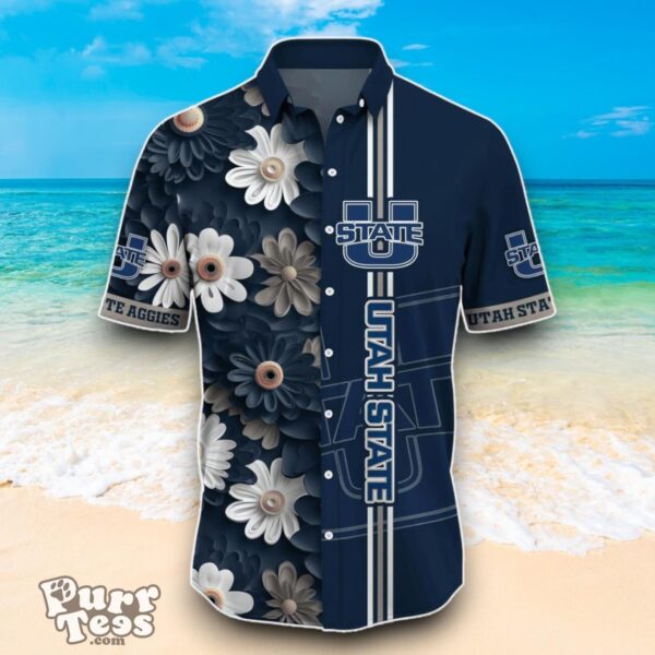 Utah State Aggies NCAA3 Flower Hawaiian Shirt Best Design For Fans Product Photo 2