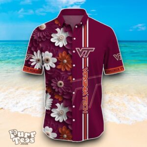 Virginia Tech Hokies NCAA1 Flower Hawaiian Shirt Best Design For Fans Product Photo 2