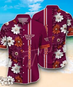 Virginia Tech Hokies NCAA1 Flower Hawaiian Shirt Best Design For Fans Product Photo 1