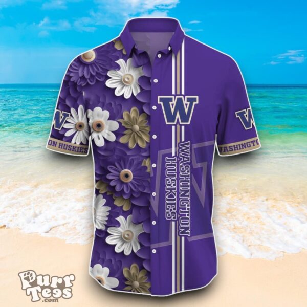 Washington Huskies NCAA1 Flower Hawaiian Shirt Best Design For Fans Product Photo 2