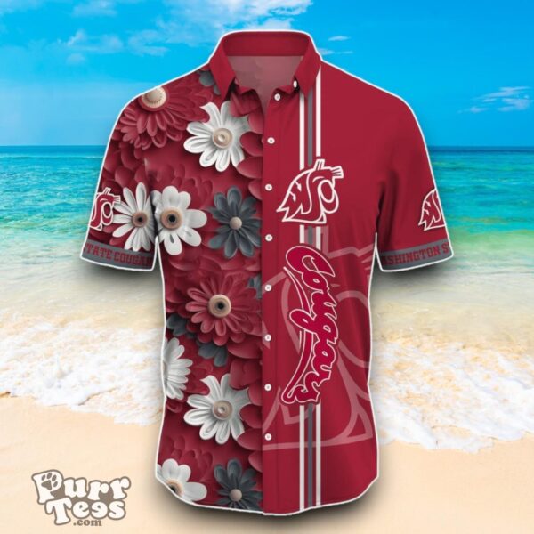Washington State Cougars NCAA1 Flower Hawaiian Shirt Best Design For Fans Product Photo 2