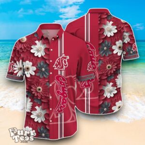 Washington State Cougars NCAA1 Flower Hawaiian Shirt Best Design For Fans Product Photo 1
