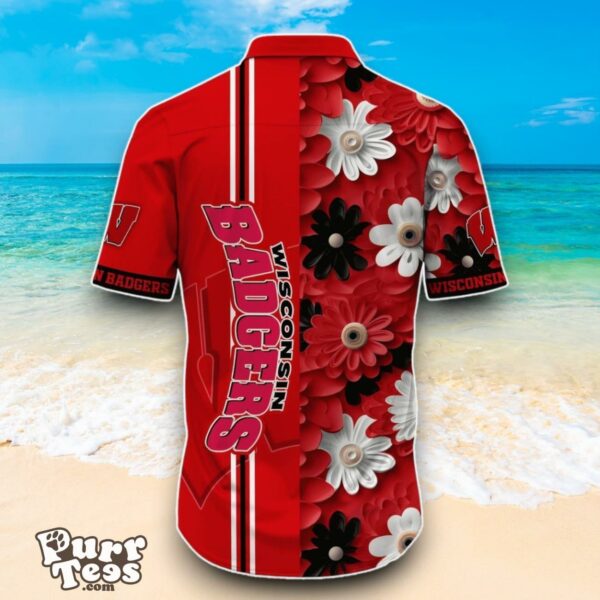 Wisconsin Badgers NCAA1 Flower Hawaiian Shirt Best Design For Fans Product Photo 3