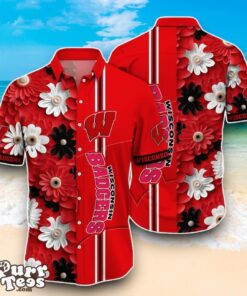 Wisconsin Badgers NCAA1 Flower Hawaiian Shirt Best Design For Fans Product Photo 1
