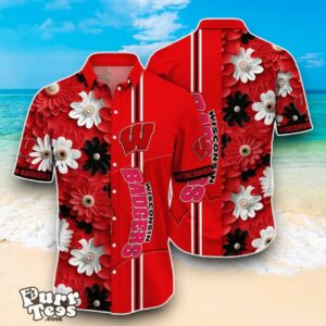 Wisconsin Badgers NCAA1 Flower Hawaiian Shirt Best Design For Fans Product Photo 1