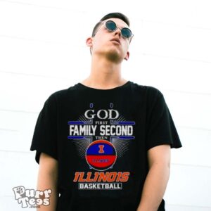 2024 Ncaa God First Family Second Then Illinois Fighting Illini Basketball T shirt - G500 Gildan T-Shirt