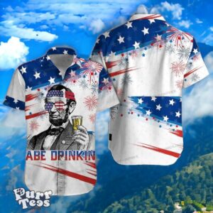 4th Of July Hawaiian Shirt Unique Gift For Men And Women Abe Drinking Product Photo 1