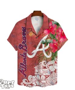 Atlanta Braves Aloha Hibiscus Flowers Pattern Hawaiian Shirt Product Photo 2