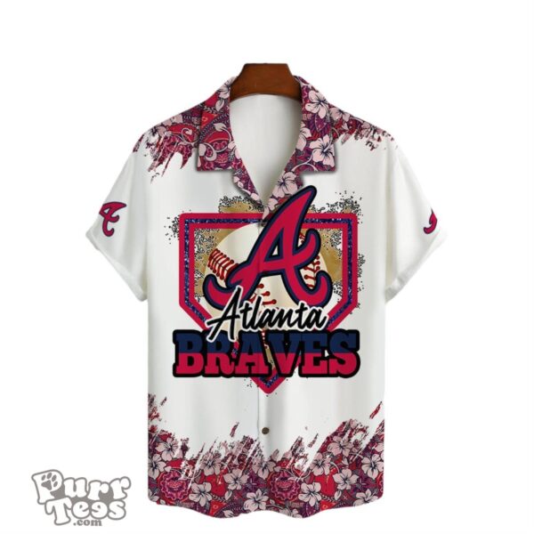 Atlanta Braves Baseball Pattern Vintage Hawaiian Shirt Product Photo 2