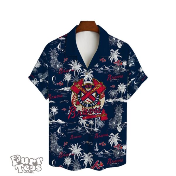 Atlanta Braves Baseball Pattern Vintage Hawaiian Shirt Custom Name Product Photo 2