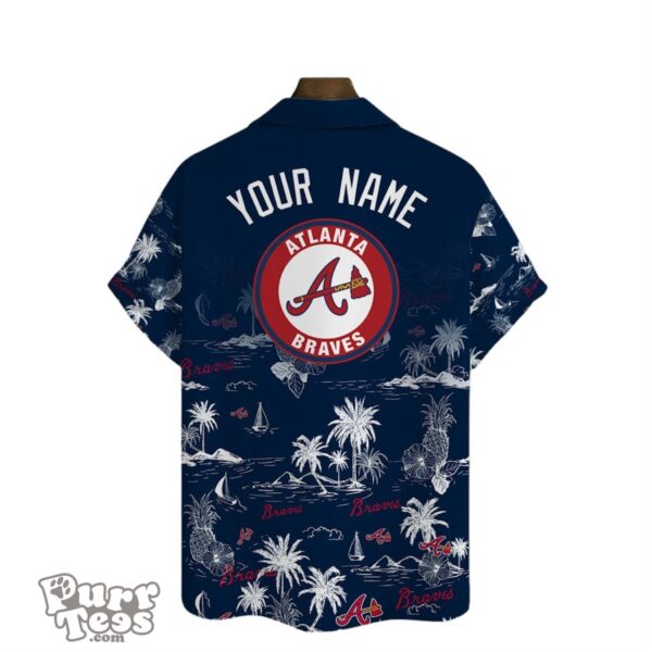 Atlanta Braves Baseball Pattern Vintage Hawaiian Shirt Custom Name Product Photo 3