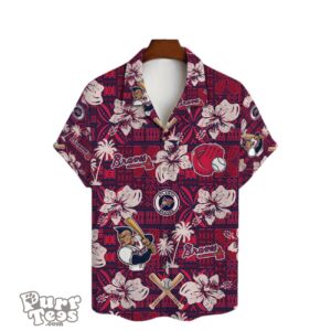 Atlanta Braves Hibiscus Pattern Vintage Hawaiian Shirt Product Photo 2