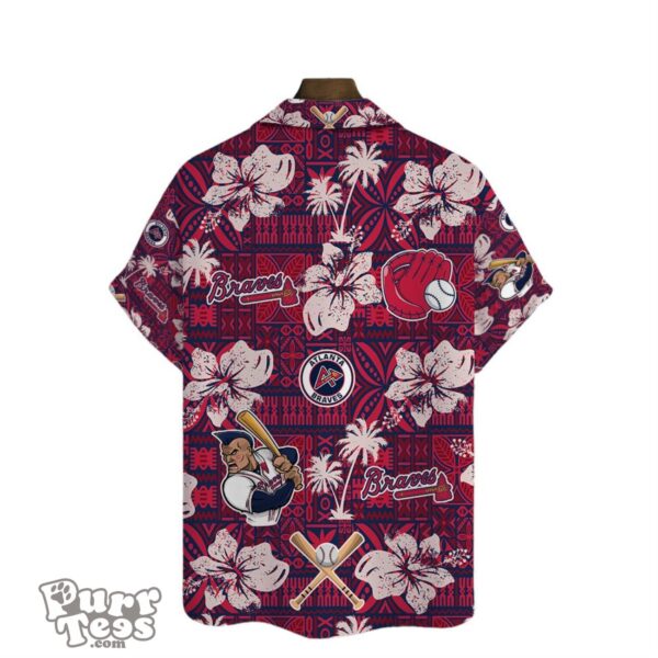 Atlanta Braves Hibiscus Pattern Vintage Hawaiian Shirt Product Photo 3