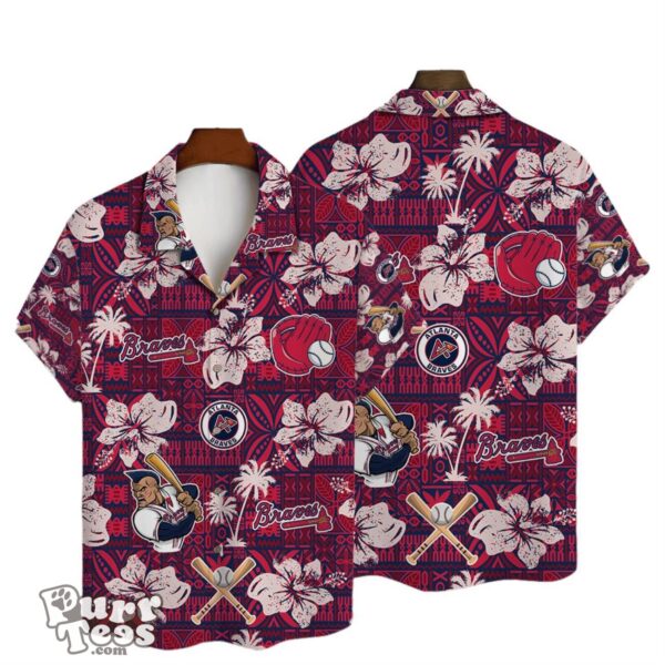 Atlanta Braves Hibiscus Pattern Vintage Hawaiian Shirt Product Photo 1