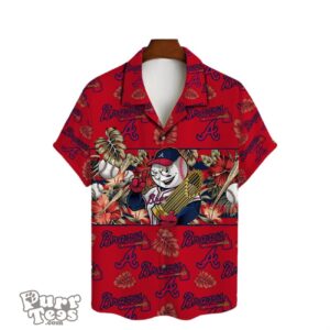 Atlanta Braves Mascot And Leaves Tropical Pattern Hawaiian Shirt Product Photo 2