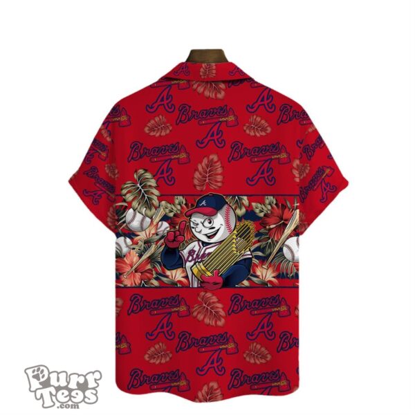 Atlanta Braves Mascot And Leaves Tropical Pattern Hawaiian Shirt Product Photo 3