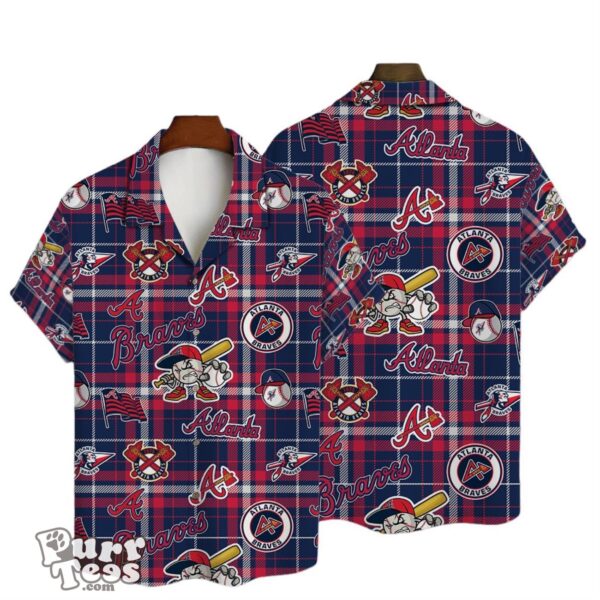 Atlanta Braves Plaid Baseball Pattern Vintage Hawaiian Shirt Product Photo 1