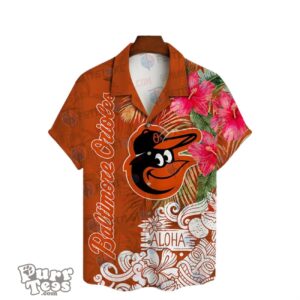Baltimore Orioles Aloha Hibiscus Flowers Pattern Hawaiian Shirt Product Photo 2