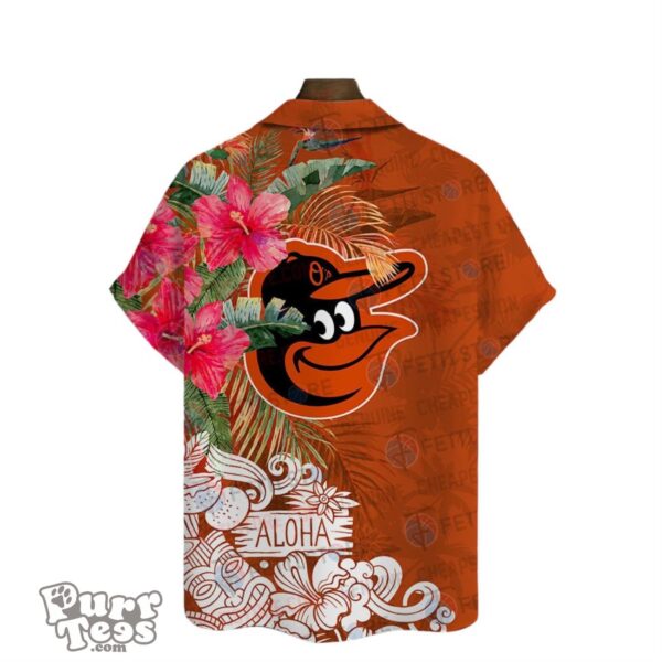 Baltimore Orioles Aloha Hibiscus Flowers Pattern Hawaiian Shirt Product Photo 3