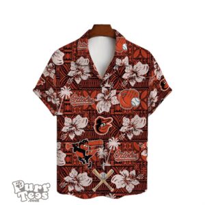 Baltimore Orioles Hibiscus Pattern Vintage Hawaiian Shirt Product Photo 2