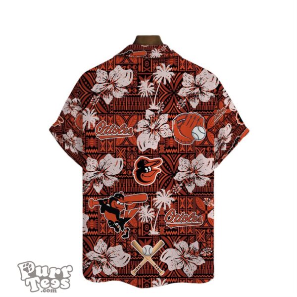 Baltimore Orioles Hibiscus Pattern Vintage Hawaiian Shirt Product Photo 3