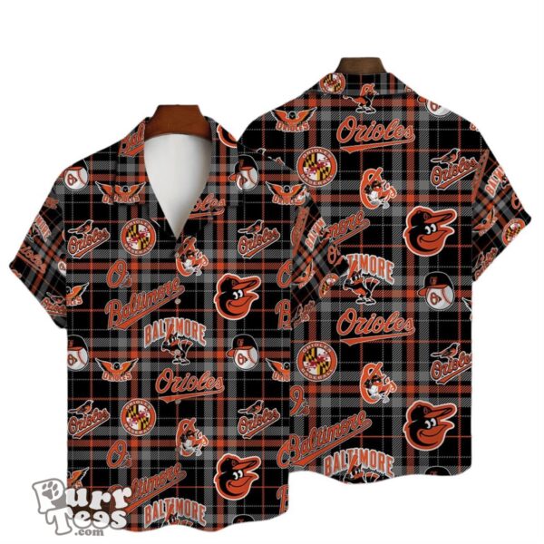 Baltimore Orioles Plaid Baseball Pattern Vintage Hawaiian Shirt Product Photo 1