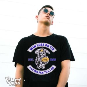 Baltimore Ravens win lose or tie Ravens fan till I die est 1996 T shirt - G500 Gildan T-Shirt