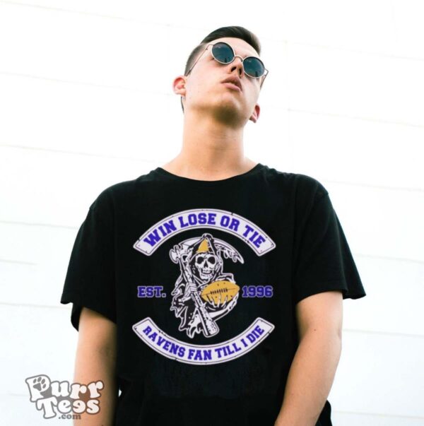 Baltimore Ravens win lose or tie Ravens fan till I die est 1996 T shirt - G500 Gildan T-Shirt