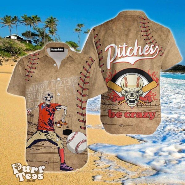 Baseball Skull Pitches Be Crazy Hawaiian Shirt For Men Women Product Photo 1