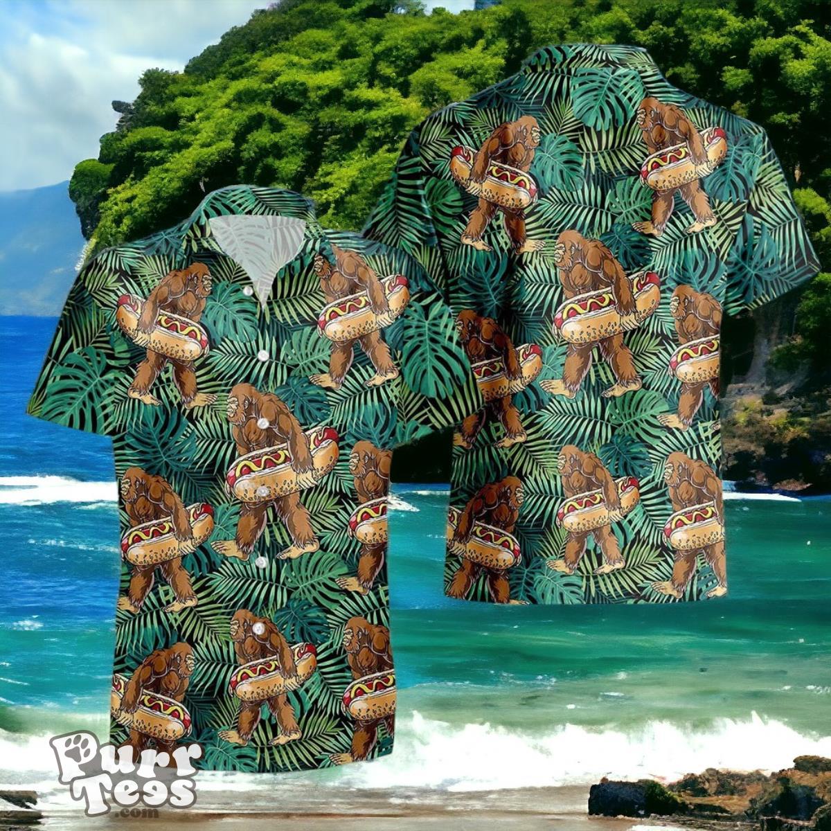 Bigfoot Carrying Hot Dog Hawaiian Shirt Style Gift For Men And Women Product Photo 1