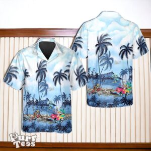 Blue Ocean Coconut Tree Skull Hawaiian Shirt Special Gift Product Photo 1