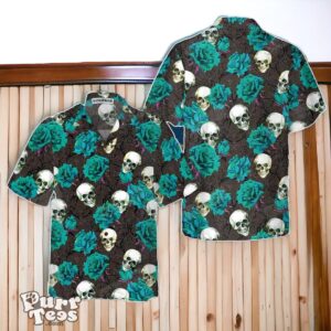 Blue Roses And Gothic Skull Hawaiian Shirt Special Gift Product Photo 1