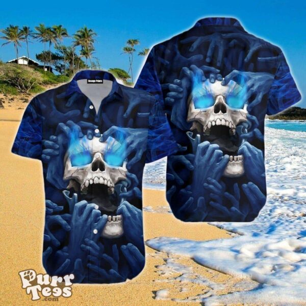 Blue Screaming Skull Aloha Hawaiian Shirt For Men And Women Product Photo 1