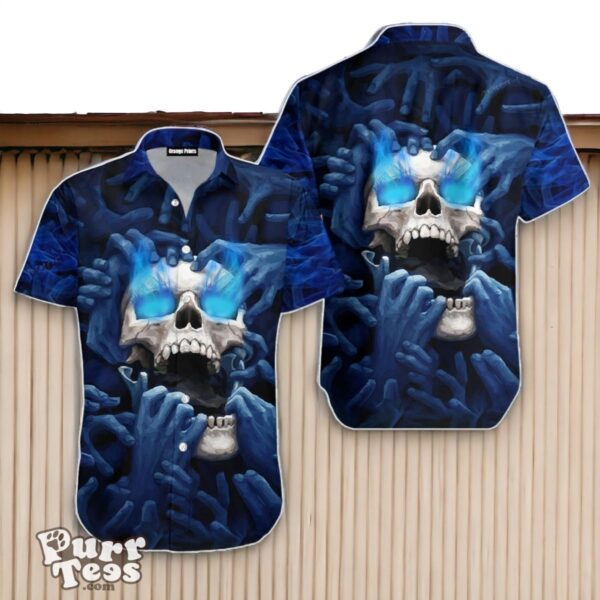 Blue Screaming Skull Aloha Hawaiian Shirt Special Gift For Men And Women Product Photo 1