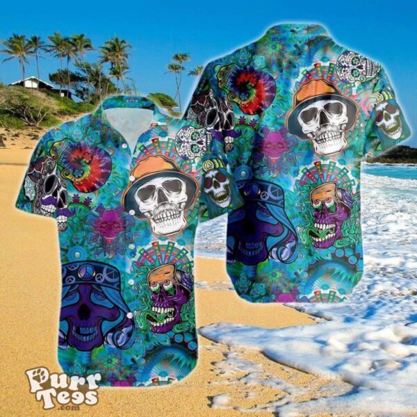 Blue Skull Flower Hawaiian Shirt Impressive Gift For Men And Women Product Photo 1