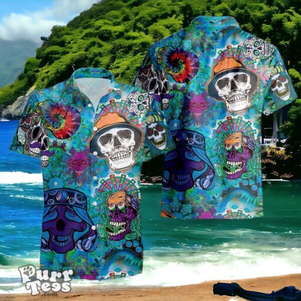 Blue Skull Flower Hawaiian Shirt Style Gift For Men And Women Product Photo 1